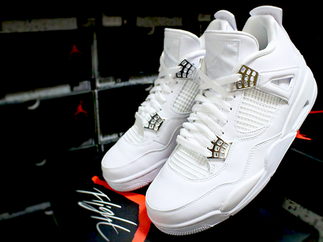 NIKE AIR JORDAN 4 RETRO “PURE MONEY/WHITE/METALLIC SILVER” - 01